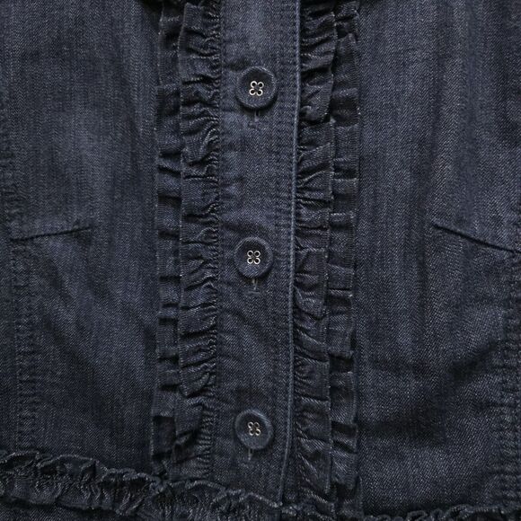 Denim Jean Ruffle Jacket SzSm Cottage Prairie Cowgirl Preppy Lagenlook Boho Chic - Picture 4 of 12